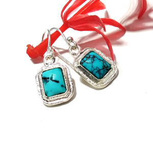 Boucles d'oreilles pendantes en argent sterling 925 avec pierre précieuse turquoise naturelle, faites à la main, bijoux bohèmes bleus, cadeau pour femme, fête - Product Image 6