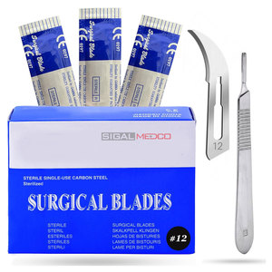 Hojas de Bisturí Manuales de Acero Inoxidable Alemán de Primera Calidad, 100 Unidades, Envueltas Individualmente, Estériles, para Cirugía y Cuidado de la Piel - Product Image 1