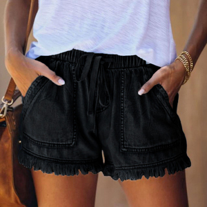 Shorts décontractés sportifs pour femmes de haute qualité, taille élastique, séchage rapide, imprimé champignon, bordure en dentelle, fermeture à cordon, couleur personnalisée, nouveauté - Product Image 3