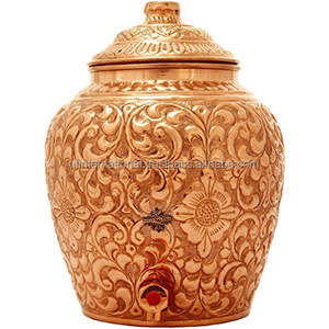 100% Pure Copper Water Cooler with <b>Lid</b> for Kitchen and Handmade Polished Customized Large Size Round Shape - Product Image 3