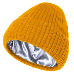 Premium <b>Wool</b> Knit <b>Beanie</b> Winter Thermal Cuffed <b>Hat</b> With Silk Lining Unisex Skull Cap Custom Logo OEM ODM Design - Product Image 2