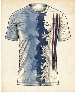Men's Blue White Striped Crew Neck Short Sleeve Breathable <b>Polyester</b> <b>T</b>-<b>Shirt</b> Slim Fit All Seasons Digital Printing Front Logo - Product Image 5