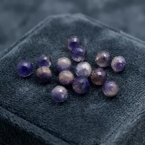 Iolite bleue naturelle, taille ronde à motif damier, pierre précieuse pour la fabrication de bijoux faits main, accessoires de bricolage et créations personnalisées - Product Image 6
