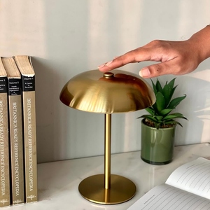 Modern Luxury Gold <b>LED</b> Cordless <b>Table</b> Lamp Rechargeable Mushroom Metal Desk Light Portable Touch Dimmable <b>Bedside</b> Decor Lamp - Product Image 3