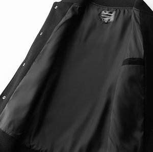 เสื้อแจ็คเก็ตมอเตอร์ไซค์แขนสั้นวินเทจผ้าขนสัตว์สำหรับผู้ชาย  แบบกำหนดเองได้  ปักลายปะติด  แจ็คเก็ตบอมเบอร์  เสื้อแจ็คเก็ตเลตเตอร์แมน - Product Image 6