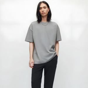 Camiseta Unisex Gris Oversize de Algodón, Estilo Casual Urbano, Corte Holgado, Manga Corta, Moda de Verano, Básica, con Logotipo Personalizado, Venta al Por Mayor - Product Image 1