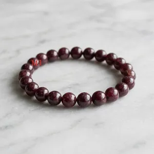 Original Garnet Stone Round Beads <b>Bracelet</b> for Healing Reiki Inspired Anti-<b>Anxiety</b> Relief - Product Image 2