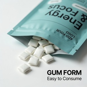Comprimés de chewing-gum énergisant à la caféine, marque privée OEM, en vrac, vente en gros B2B, supplément alimentaire personnalisé, menthe poivrée, xylitol - Product Image 2