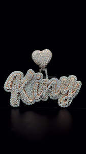 Custom 925 Sterling <b>Silver</b> <b>Mens</b> Hip Hop Jewelry Two Tone Fully Iced Mossanite Heart Bail <b>Pendant</b> Diamond Gold Plated Nameplate - Product Image 4