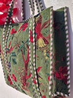 Sac fourre-tout de luxe en velours imprimé oiseaux pour femme, grande capacité, sac à bandoulière matelassé doux, sac à main tendance, logo personnalisé, vente en gros