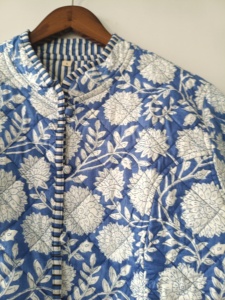 Floral Quilted <b>Reversible</b> <b>Jacket</b>: Indian Block Print Cotton - Product Image 2