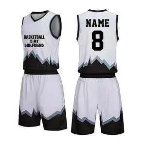 New Design Basketball Uniforms High Quality Low MOQ Bulk Printed Basketball Jersey Set Form Men
