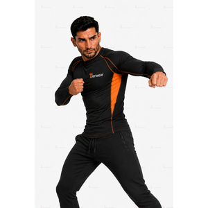T-shirt de compression à manches longues pour hommes MMA, 220 GSM, polyester et élasthanne, Rash Guard, séchage rapide, extensible, coupe ajustée, entraînement, gym, OEM, personnalisable - Product Image 2