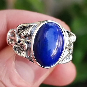 <b>Lapis</b> <b>Lazuli</b> <b>Ring</b> 925 Sterling Silver Handmade Boho Statement Promise Jewelry for Women Natural Oval Shape Gemstone Jewelry - Product Image 2