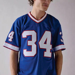 เสื้อเจอร์ซีย์อเมริกันฟุตบอลผู้ชายทรงโอเวอร์ไซส์ ผ้าตาข่าย สตรีทแวร์ ดีไซน์สั่งทำได้ เสื้อแขนสั้นสไตล์เรโทร บริการ OEM สำหรับผู้ชาย - Product Image 2