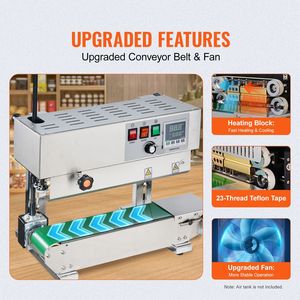 Macchina Sigillatrice a Nastro Continuo per PP, Larghezza Sigillatura 0,24-0,47 Pollici, Controllo Digitale della Temperatura, 110V, Sigillatrice a Nastro Verticale - Product Image 3