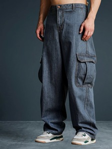 Jean décontracté Abdul Royal World Export à jambe large, taille mi-haute, en denim de coton écologique résistant à la décoloration, avec décoration déchirée, coupe ample - Product Image 6