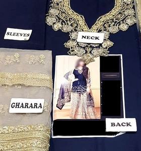 Traje de gasa bordado indio paquistaní, Gharara bordado pesado, gran oferta, 2021 - Product Image 4