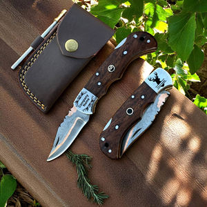 Couteau pliant artisanal en acier Damas, pointe tombante, manche en bois de rose, couteau utilitaire EDC, logo personnalisé, OEM - Product Image 5