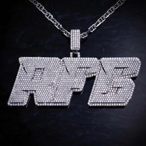 Personalized <b>Custom</b> <b>Name</b>/Script Letter Moissanite 925 Silver Hip Hop Pendant <b>Necklace</b> GIA Certified 3 Inch - Product Image 3