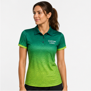 Polo Personalizado para Mujer con Degradado Topográfico Verde Esmeralda, de Secado Rápido, Transpirable, Manga Corta, Uniforme de Golf de Alto Rendimiento WPS-0783 - Product Image 3