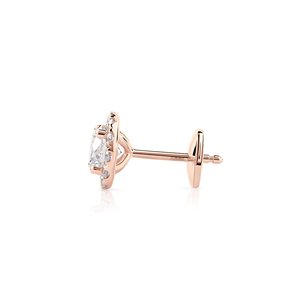 Women's 14K Gold Lab Grown Diamond Halo Stud <b>Earrings</b> 1.4 CT White D Color Brilliant Cut IGI Certified Rhodium Plated Luxury - Product Image 6