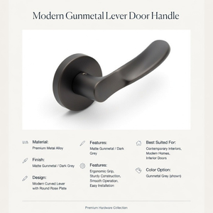 ชุดมือจับประตูทองเหลืองพร้อมกุญแจแบบฝัง |   มือจับประตูดีไซน์เนอร์แบบก้านโยก สีโบราณ สีดำ สีกราไฟต์ และสีทอง สำหรับประตูภายใน - Product Image 5