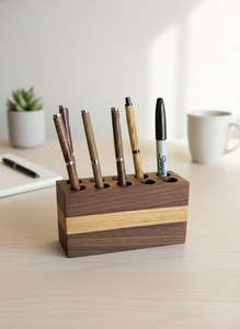 Portalápices de Madera Sostenible de Diseño Único para Oficina en Casa, Estilo Lujoso, Artesanía Natural - Product Image 6