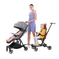 Poussette bébé compacte et légère de luxe, convertible, 4 en 1, cadre en alliage d'aluminium, tissu PU, portable, pliable facilement, 0-36 mois