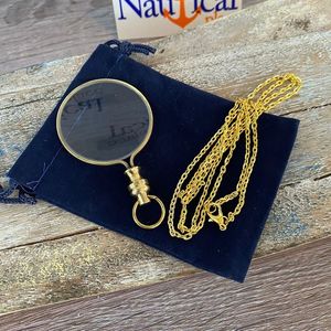 Lupa de Bolsillo de Latón con Cadena, Lente de Alta Claridad, Lupa Portátil para Lectura, Joyería, Monedas, Sellos, Manualidades - Product Image 1