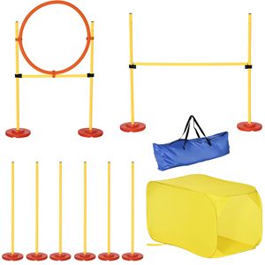 Set Portátil de 4 Piezas para Entrenamiento de Agilidad Canina: Túnel Amarillo para Salto en Altura y Poste de Entrelazado con Equipo Portátil - Product Image 1