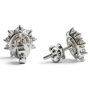 Pendientes de Diamantes con Halo Floral de 2.18 Quilates, Certificados por IGI, Oro Sólido de 10K, Centro Ovalado - Product Image 4