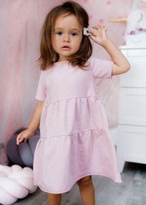 Mini traje con volantes para bebé, rosa, elegante, a juego, de tela de algodón suave y transpirable, para familia - Product Image 3
