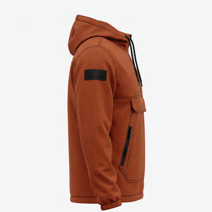 Veste coupe-vent d'hiver imperméable à capuche unisexe avec revêtement, style streetwear, marque privée - Product Image 4
