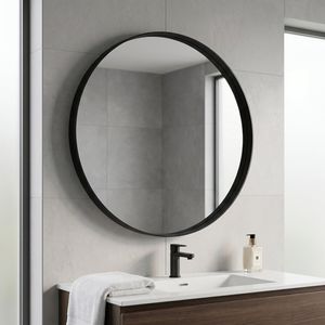 30 Inch <b>Round</b> <b>Black</b> Bathroom Vanity <b>Mirror</b> with Deep <b>Frame</b> - Product Image 2
