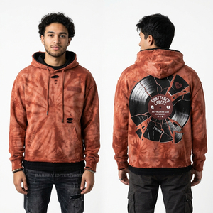 Sweat à capuche vintage lavande pour homme, effet délavé et vieilli, avec imprimé graphique personnalisé Cœur Ailes de chauve-souris Saint-Valentin - Product Image 6