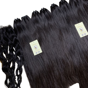 Vente en gros d'extensions de trame à la machine à double traction vietnamiennes brutes faisceaux de cheveux humains HD perruques à fermeture en dentelle - Product Image 1