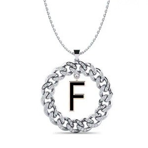 Elegante colgante con letra F en plata 925, joyería plateada estilo hip hop, diseño unisex. - Product Image 1