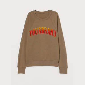 Sweat-shirts pour femmes surdimensionnés à épaules tombantes personnalisables, tissu 100% coton, couleur marron unie, col rond, sweat-shirt léger - Product Image 4