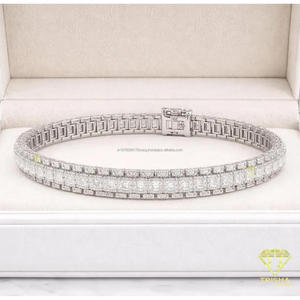 Bracelet à double rangée de pierres transparentes avec serties carrées géométriques, bijoux fantaisie argentés pour les détaillants - Product Image 6