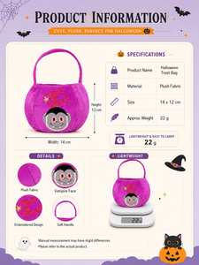 Bolsas de Peluche para Dulces de Halloween al por Mayor, Diseño de Bruja, Vampiro y Gato, Reutilizables, Cestas para Niños, Decoración para Fiestas - Product Image 3