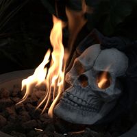 Crâne de démon Foyer d'extérieur pour Halloween Brevet de bûche de gaz sans évacuation en attente pour éthanol propane gel ou électrique