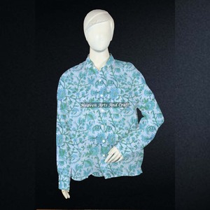 Casual Regular Sleeve Printed <b>Women</b> <b>Shirt</b> Full <b>Shirt</b> Hand Block Printed Casual Wear Full Kurti Style <b>Shirt</b> For <b>Women</b> - Product Image 4