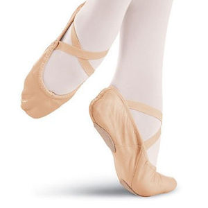 Chaussons de ballet souples unisexes avec empeigne en cuir véritable, semelle extérieure en caoutchouc, chaussures d'entraînement de gymnastique souples, chaussures de ballet en cuir pour adultes - Product Image 1