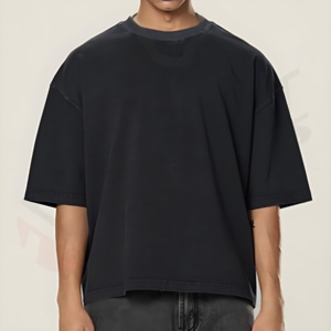 Camiseta de Hombre Personalizada con Logotipo, Corte Regular, Algodón Grueso de 270 g/m², Teñida, Antiencogimiento, Manga Corta, Cuello en V, Hombros Caídos, Estilo Urbano - Product Image 3