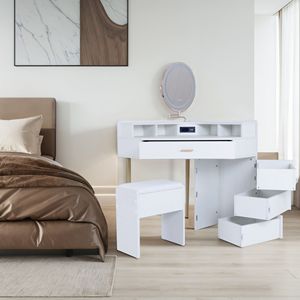 Elegante Toeletta con Specchio e Vano Portaoggetti, Sgabello per il Trasporto e Porta USB, Ideale per la Camera da Letto - Product Image 5