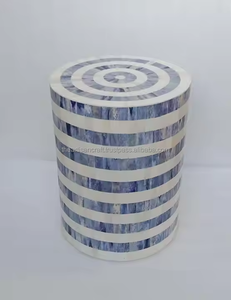 Mesa decorativa con incrustaciones de hueso hechas a mano, mesa redonda de diseño rayado con color personalizado de alta calidad de ARTISAN CRAFT - Product Image 3