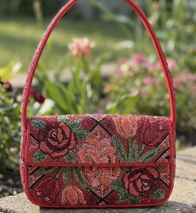 Customized Top Quality Hand Beaded Shoulder Bag Rose Pattern <b>Seed</b> Bead Crossbody Purse Fashion Clutch Women Boho Evening Handbag - Product Image 2
