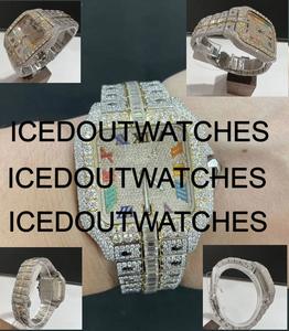 Montre pour homme avec boîtier carré en acier inoxydable et bracelet en moissanite, cadran en verre, résistance à l'eau 10 bars, fermoir bracelet - Product Image 4