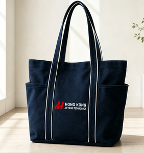 Custom Logo Multicolor Spliced Cotton Canvas <b>Tote</b> Bag Eco Friendly Shopping <b>Travel</b> Gift Bag with Customized Closure - Product Image 2